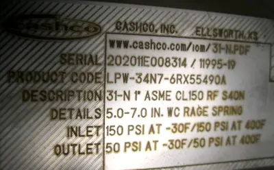 NEW Cashco LPW-34N7-6RX55490A