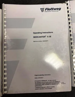 Flottweg S3E-3/408 sedicanter centrifuge, 316SS.