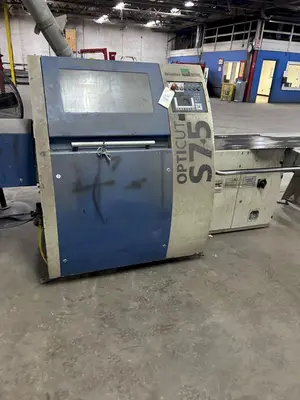6" HIGH X 14" WIDE DIMTER  OPTICUT MODEL #S75 CROSS-CUT AUTOMATIC WOOD SAW, NEW 2003: STOCK #22923