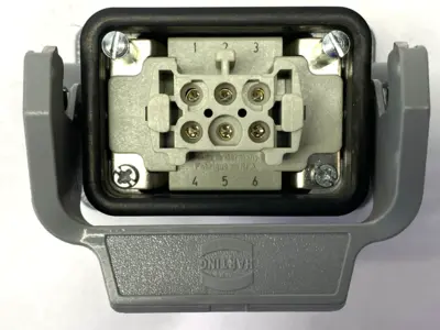 Used HARTING Female Insert Han E 06 Pos. 16A w/ 19300061250 Housing Misc Electrical & Power Parts Michigan US | Maverick Industrial Sales #1423213