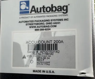 Used 2024 AUTOBAG ACCU COUNT 200A Baggers Ohio US | Portage Packaging Systems, Inc. #1493497