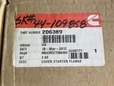 Cummins Starter Flange Cover PN 206389