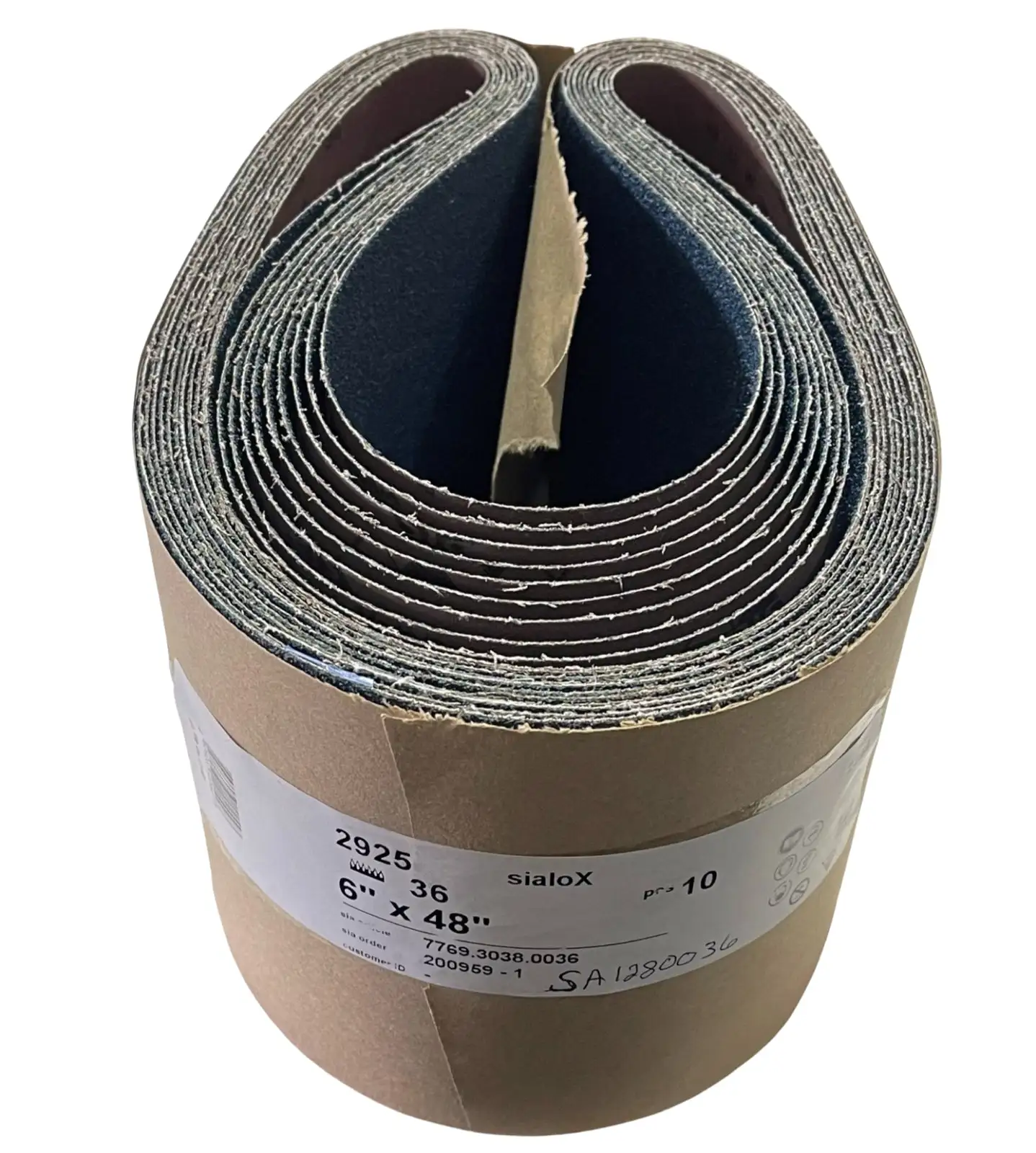 SIA Abrasives 6" x 48" Sanding Cloth Belts 36 Grit sialoX 10 Pack