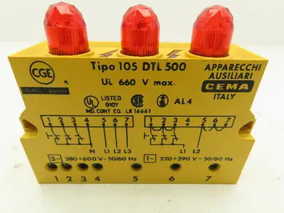 Tipo 105DTL500 RED Flashing Signaling Power Supply Alarm Module 3-Phase 660V