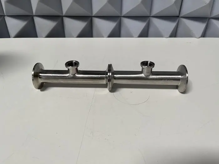 Used LOT OF 2 - 5 1/4" STAINLESS STEEL 3-WAY PIPE W/ 2" AND 1" SANITARY FITTINGS Valves/Fittings California US | Equipment Lab #487483