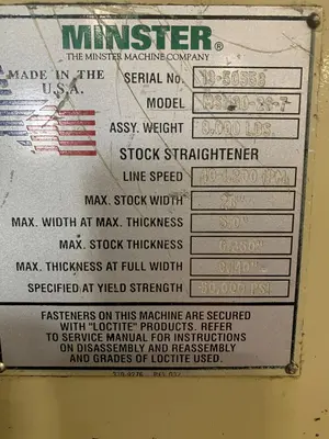 MINSTER MR15-26S / MSH30-26-7 / MEF5-26 Coil Feed Lines | PressTrader Limited (12)