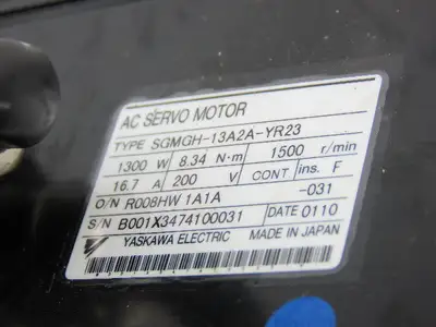 Yaskawa Electric SGMGH-13A2A-YR23 AC Servo Motor Removed From a Motoman YR-UP50