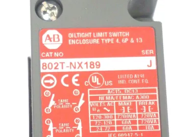 NEW ALLEN BRADLEY 802T-NX189 OILTIGHT LIMIT SWITCH SER. J, 802TNX189