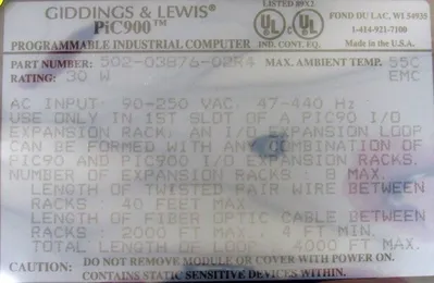 NEW GIDDINGS & LEWIS 502-03876-02R4 DRIVER PIC90 RSM I/0 DRIVER 5020387602R4