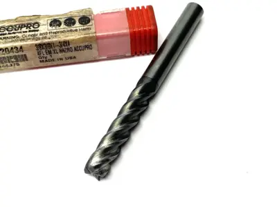 USED ACCUPRO SQUARE END MILL: 3/8" DIA, 1-3/4" LOC, 4 FLUTE, SOLID CARBIDE