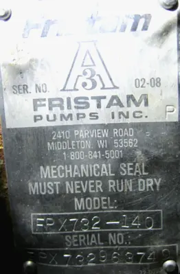 2-1/2" x 2" Fristam FPX732-140 Pump Baldor Super E 5 HP Motor w Disconnect Z54