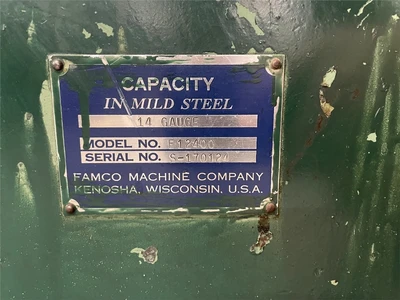 48" Famco Shear, 14 Gauge, Model E12400, S/N S-170124