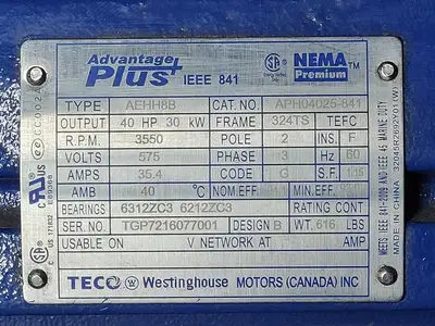 NEW TECO-WESTINGHOUSE APH04025-841