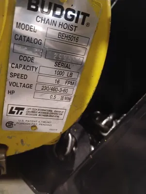 BUDGIT BEH5016 Chain Hoists | ESS Industrial Equipment Sales (10)