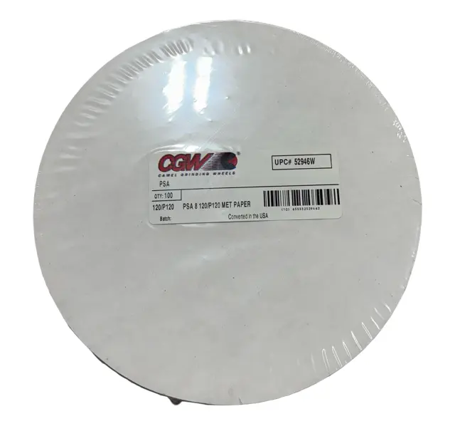 CGW 8" PSA Metallurgical Disc 120/P120 Grit 100 Pack