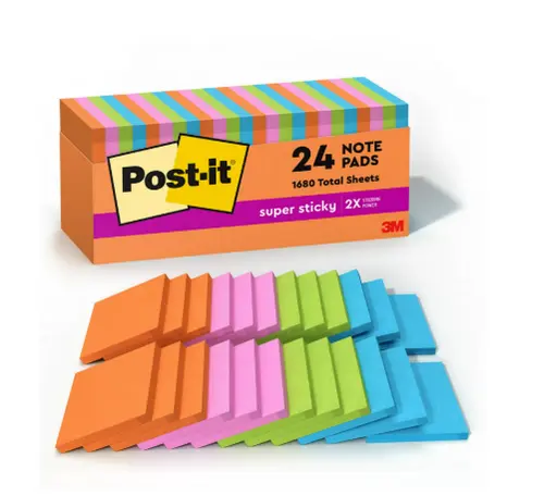 Post-it Super Sticky Pop Up Notes, 3"x3", 24 Pads, Energy Boost Collection