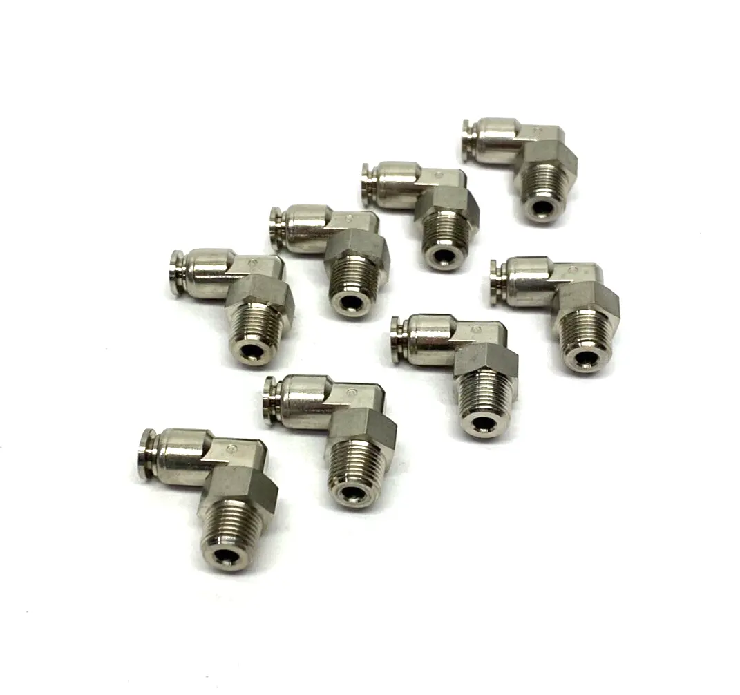 None | Stainless Steel Swivel Snap-Connect Elbow Fitting 4mm OD 1/8" Thread LOT OF 8 - New Other