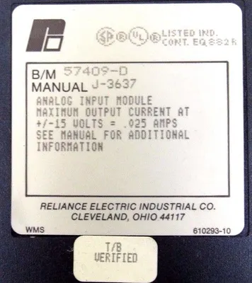 USED RELIANCE ELECTRIC 57409-D ANALOG INPUT MODULE 57C409 57409D