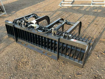 New JCT 84” Rock Bucket Grapple Skid Steer Attachment, Universal Quick Attach, Two Hydraulic Grapple...