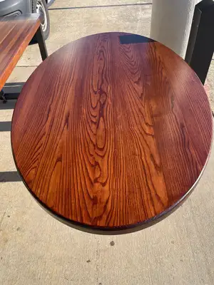Used Falcon Restaurant Supply, Inc. Used 60"X 38" Oval Wood Table with Metal Base - SS355 - SB2 Restaurant Equipment (Miscellaneous) Illinois US | Falcon Restaurant Supply #1373851