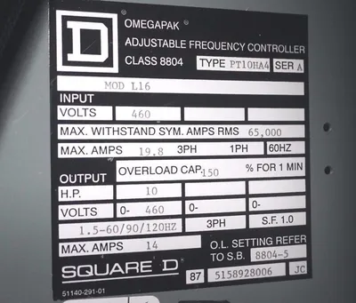 NEW SQUARE D PT10HA4 OMEGAPAK FREQUENCY CONTROLLER MOD. L16