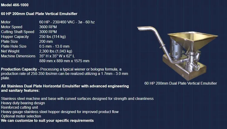 New | in-Stock MINCE MASTER 466-1000 Dispersers / Emulsifiers Illinois US | M&M Equipment Corp. #746866