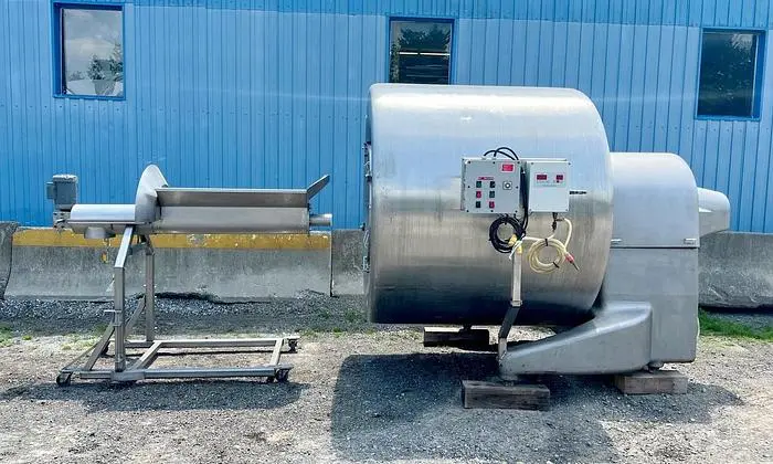 🔴 Heading to Auction May 27 - Used Rotating Drum Tumbler, 2000 Lbs Capacity, With Screw Conveyor
