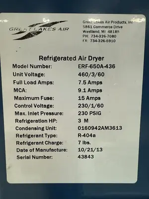 USED 2013 GREAT LAKES AIR PRODUCTS INC. ERF-650A-436