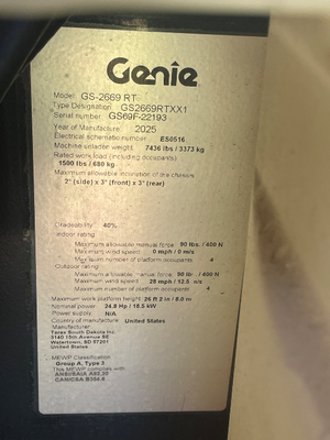 Used 2025 GS-2669 RT Genie Scissor Lifters Florida US | Stack Equipment #1418947
