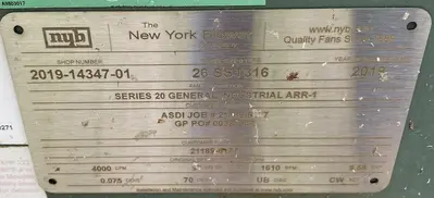 Used 2019 NEW YORK BLOWER CO SERIES 20 Blowers | DH Griffin Used Equipment #1383255