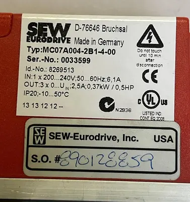 USED SEW EURODRIVE MC07A004-2B1-4-00