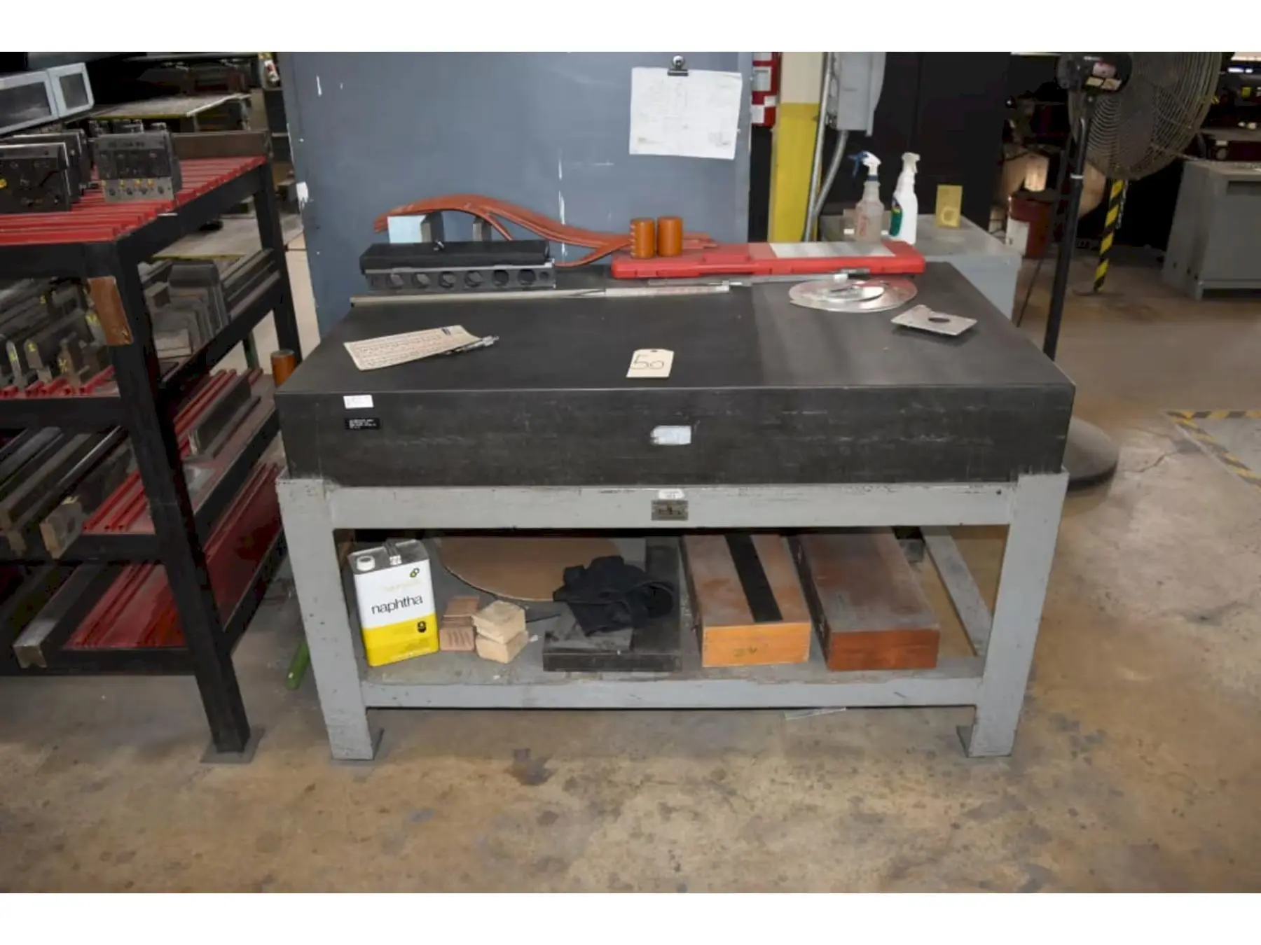 60" X 36" X 8" JC BUSCH PRECISION LAYOUT BLACK GRANITE SURFACE PLATE ON STAND: STOCK #22773