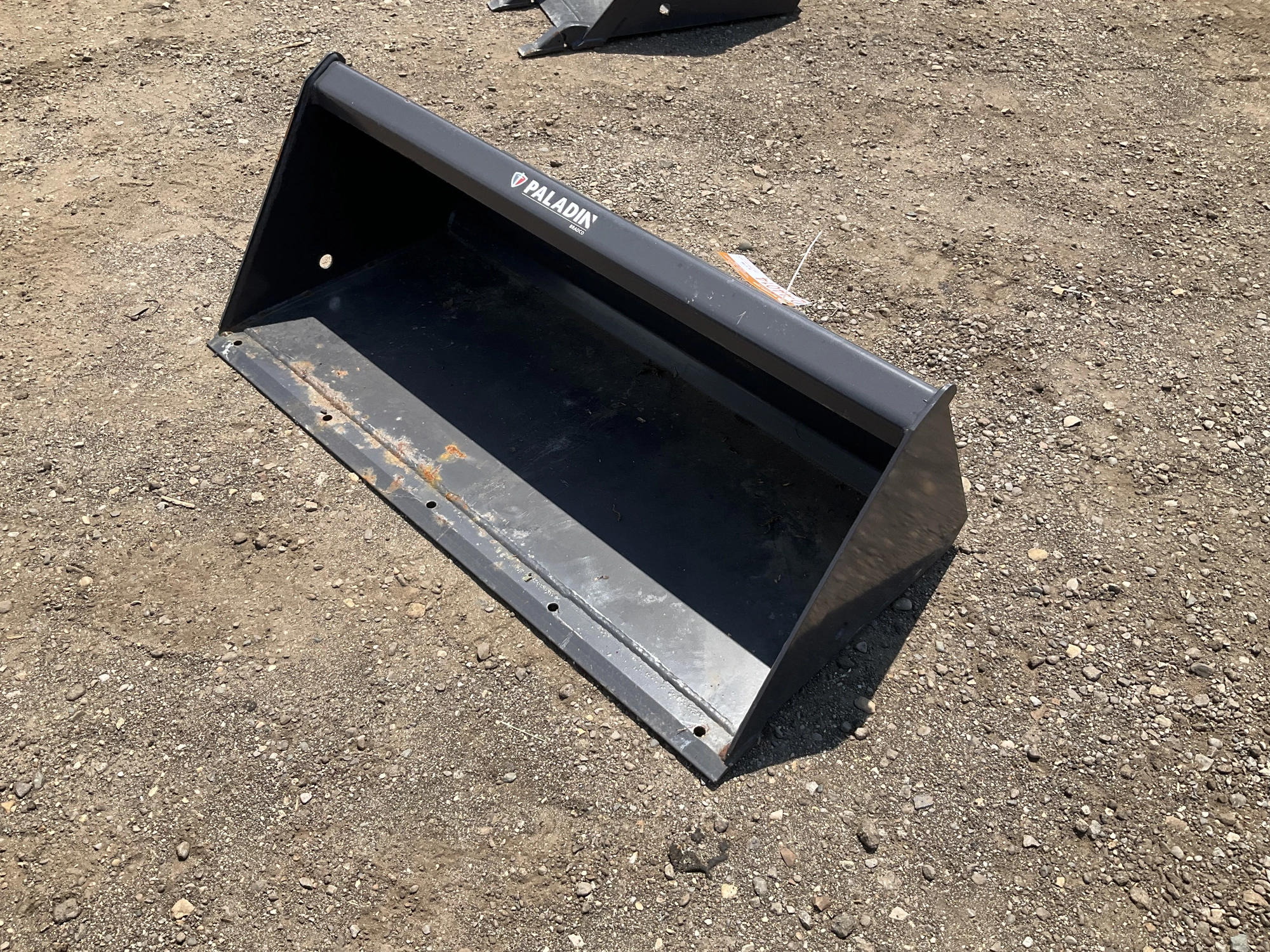 New old stock Paladin 44” smooth bucket for a mini skid steer, welded on cutting edge, mini skid ste...