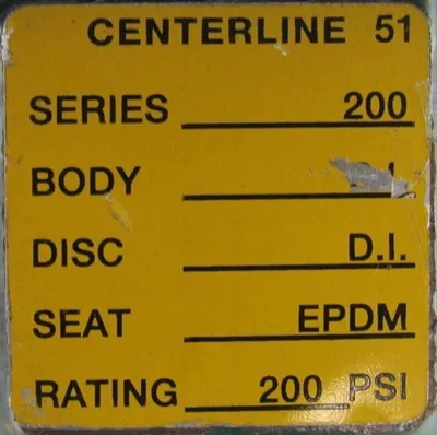 NEW CENTERLINE 51 BUTTERFLY VALVE SERIES 200 SIZE 2"