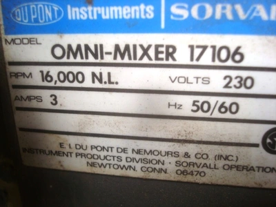 Sorvall Omni Mixer Variable Speed