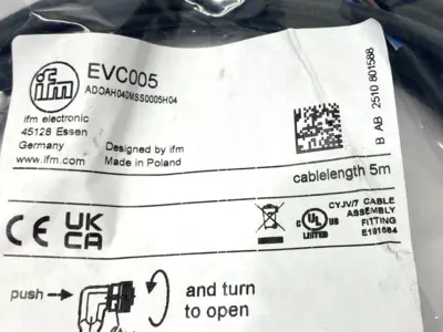 New | in-Stock ifm Single End Female Cordset Right Angle M12 5-Pin 5m ADOAH040MSS000 Electrical Fittings Michigan US | Maverick Industrial Sales #1391412
