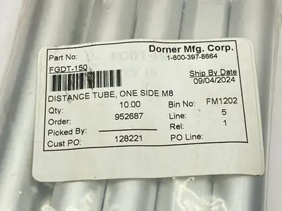USED DORNER DISTANCE TUBE M8 150MM LOT OF 10