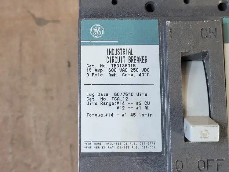 Used GENERAL ELECTRIC TED136015 Switchgears British Columbia CA | Lenmark #477722