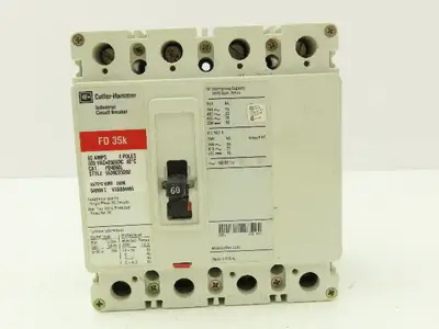 Cutler Hammer FD4060L Industrial Moldedcase Circuit Breaker 60A 4 Pole 600VAC