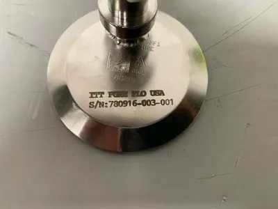 USED ITT PURE-FLO 316L STAINLESS STEEL SAMPLE VALVE W/ 1/4" OUTLET & 3" INLET
