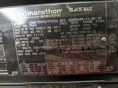 USED Marathon Electric JVM213THTL7776CDL
