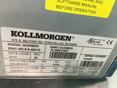 Used KOLLMORGEN MMCSD6.0460D Servo Drives Ohio US | HGR 24 #1330307