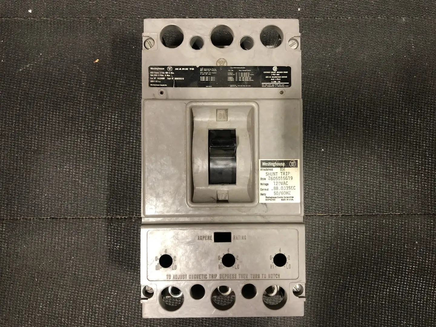 USED WESTINGHOUSE HLB3400F