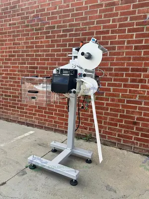 USED SATO S86-EX PRINT ENGINE W/ AL TECH ALCODE PRINT AND APPLY LABELLING MACHINE
