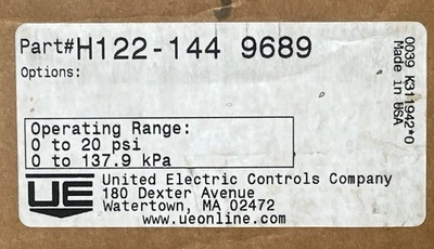 NEW UNITED ELECTRIC H122-144 9689