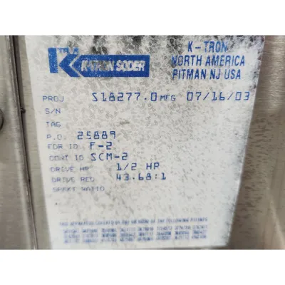 Used K-TRON SWB-600 Belt Feeders West Virginia US | JM Industrial #1326917