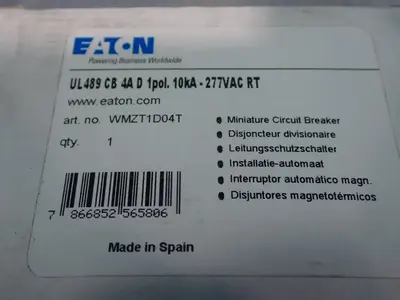 New | in-Stock EATON WMZT1D04T Circuit Breakers | HGR 24 #731971