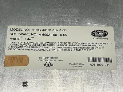 USED BARBER COLMAN 41AG-33101-107-1-00