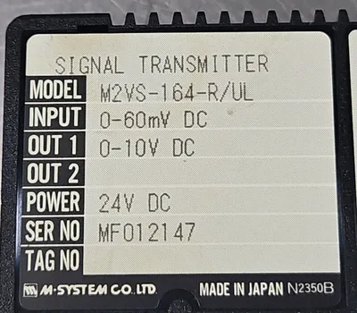 M System Co. M2VS-16A-R/UL Signal Transmitter Input 0-60mVDC Out 0-10VDC. 3C-18