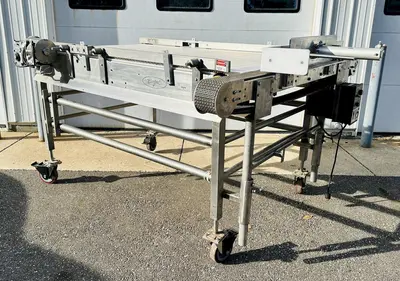 USED BURFORD SO72846 S.S. ACCUMULATION TABLE W/ 2-MOTORS